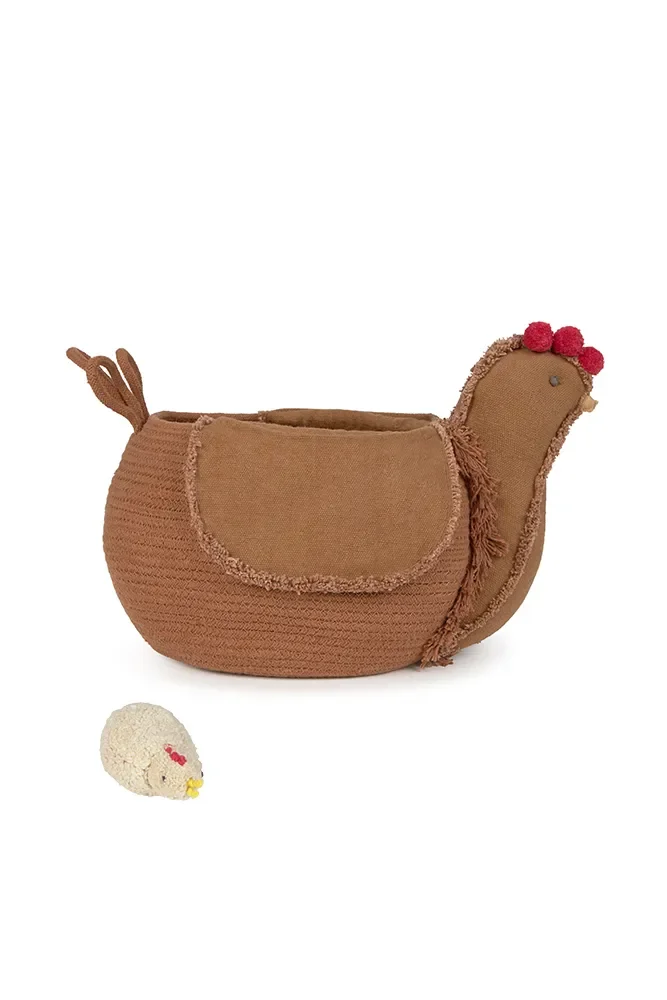 Hand-Knitted & Machine Washable Storage Basket, Toy Storage, Chicken Decor, 45cm x 35cm