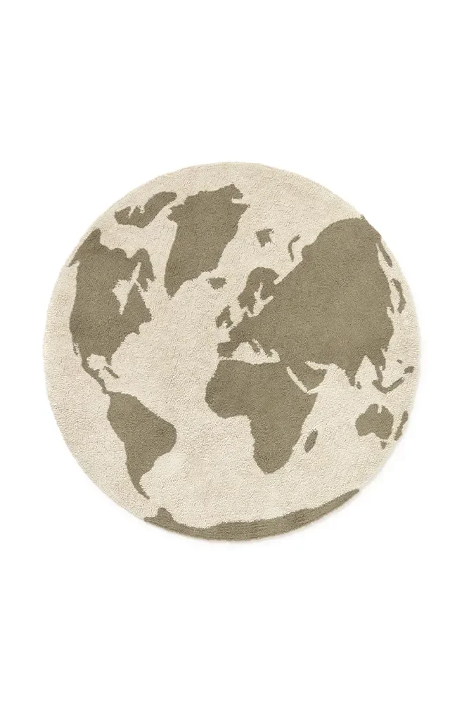 "World Map Pouf, Recycled Rug Pouf, Colorful Pouf image"