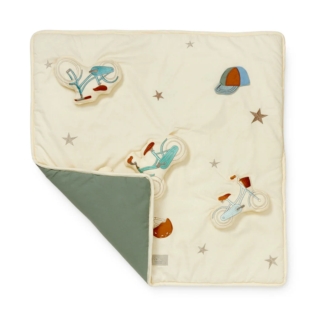 "Organic Cotton Activity Playmat with Bicycle Design for Babies and Toddlers image"