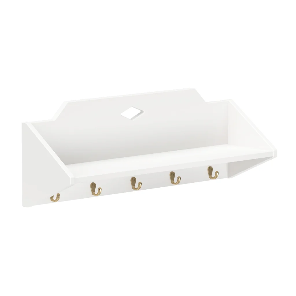 Entryway Shelf with Hooks, white, FSC Mix Wood