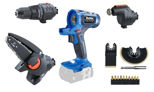 "3-in-1 cordless power tool, 17 pieces (Battery and charger not included) image"