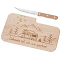 Camping cutting board with knife