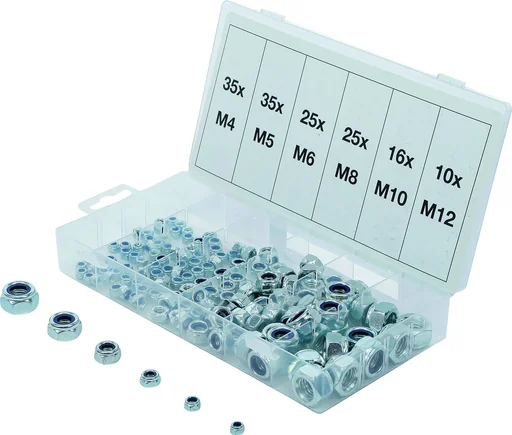 "Hexagon nut assortment, self-locking, 146 pcs. image"