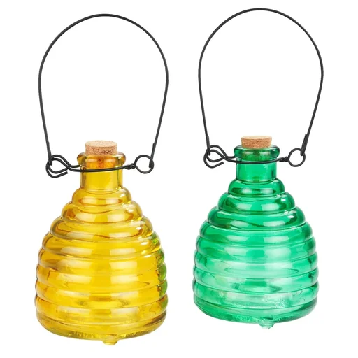 "Wasp trap made of glass, colored, 2 pieces image"