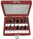 Milling cutter set with 3 cutting surfaces, 12 pieces, shaft length 42 mm