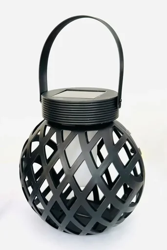 "Solar LED table lantern, diamond with flame effect image"