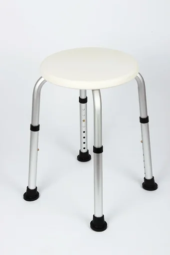 "Shower stool, height-adjustable, white/silver image"