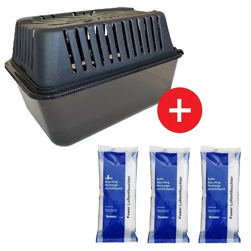 "Room dehumidifier MEGA BOX including 3 x 1 kg dehumidifier granules in a fleece bag image"