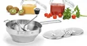 Food mill with 3 inserts, stainless steel