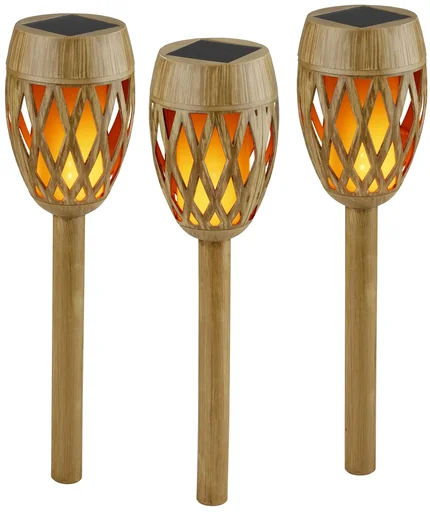 "Bamboo solar flame light, set of 3 image"