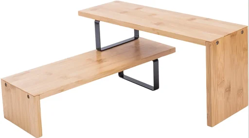 "Bamboo kitchen shelf, 2-tier image"