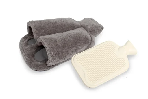 "Foot warmer including hot water bottle, grey image"