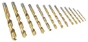 HSS twist drill set, titanium coated, 13 pieces