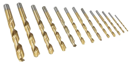 "HSS twist drill set, titanium coated, 13 pieces image"