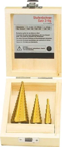 "Step drill, 3-piece image"