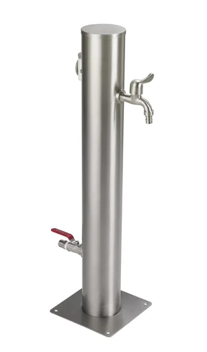 "Stainless steel water dispenser with integrated socket image"