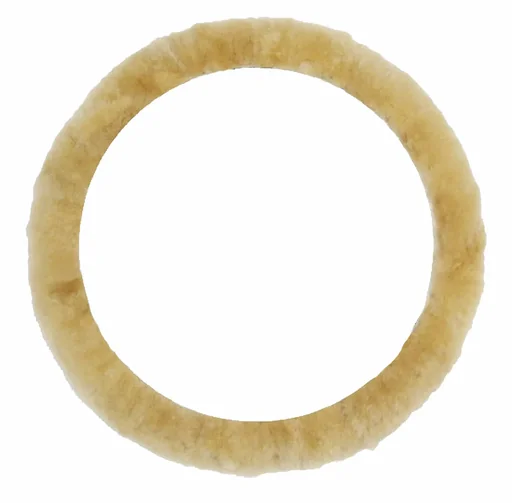 "Lambskin steering wheel cover beige image"