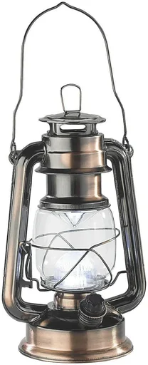 "Storm lantern made of bronze-colored metal, with 14 dimmable, warm white LEDs image"