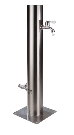 "Stainless steel water dispenser with 2 taps image"