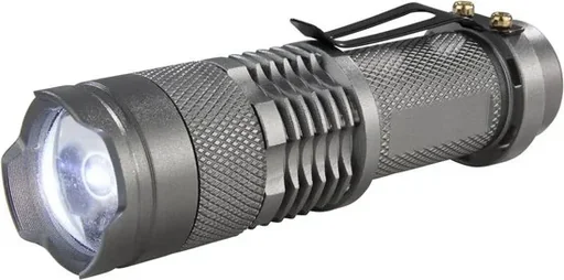 "3 Watt LED Flashlight Titanium, 80 Lumens, IPX4, focusable image"