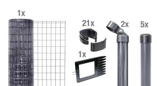 "Fix-Clip Pro as a complete fence set, for setting in concrete, anthracite, height 102 cm, length 10 m image"