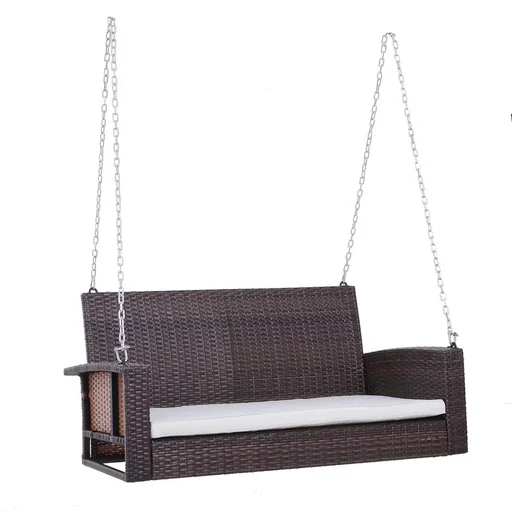 "Hanging bench 2-seater rattan garden chair image"