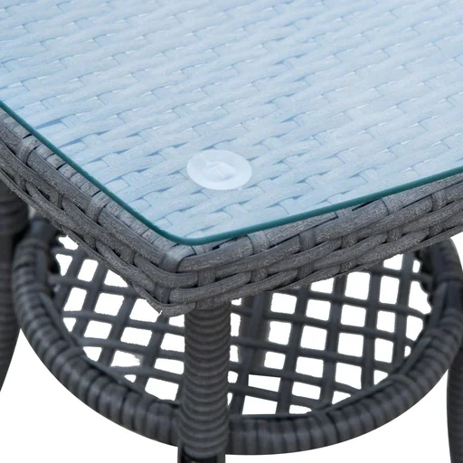 "Garden seating group 3-piece, polyrattan garden set rattan furniture grey with seat cushions image"