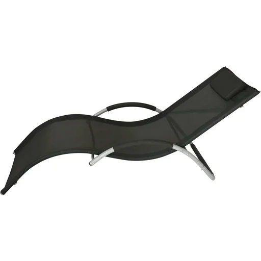 "Garden lounger sun lounger with cushion relaxation lounger ergonomic weatherproof aluminum black 168 x 63 x 68 cm image"
