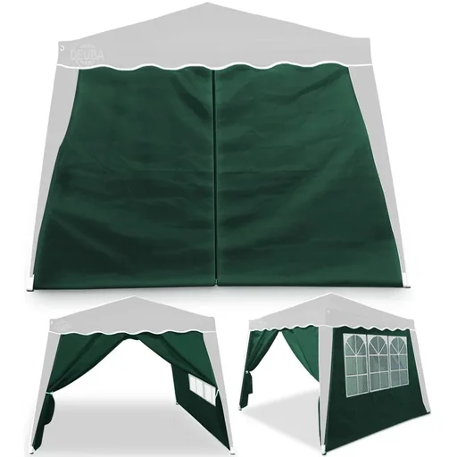 "2x side wall folding pavilion Capri green 3x3m image"