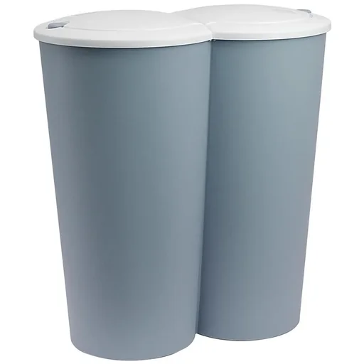 "Dual waste bin for separating plastic waste blue 2x25L image"