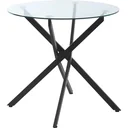 Side table with safety glass round coffee table coffee table glass table for living room bedroom metal black 80