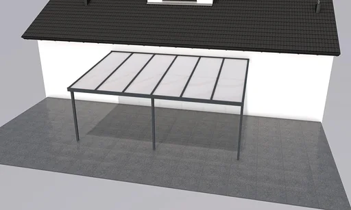 "Patio roof Premium, anthracite, 6110 x 4060 mm - Polycarbonate multi-wall sheets 16 mm, white striped image"