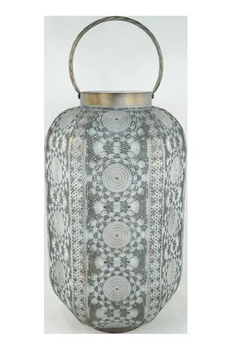 "Antique metal lantern with glass insert image"