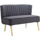 2-seater couch fabric sofa upholstered sofa seating furniture wood dark grey 117 x 56.5 x 77 cm
