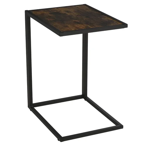 "C-shaped side table, coffee table, standing table, metal MDF, rustic brown, 40.6 x 50.8 x 64.2 cm image"