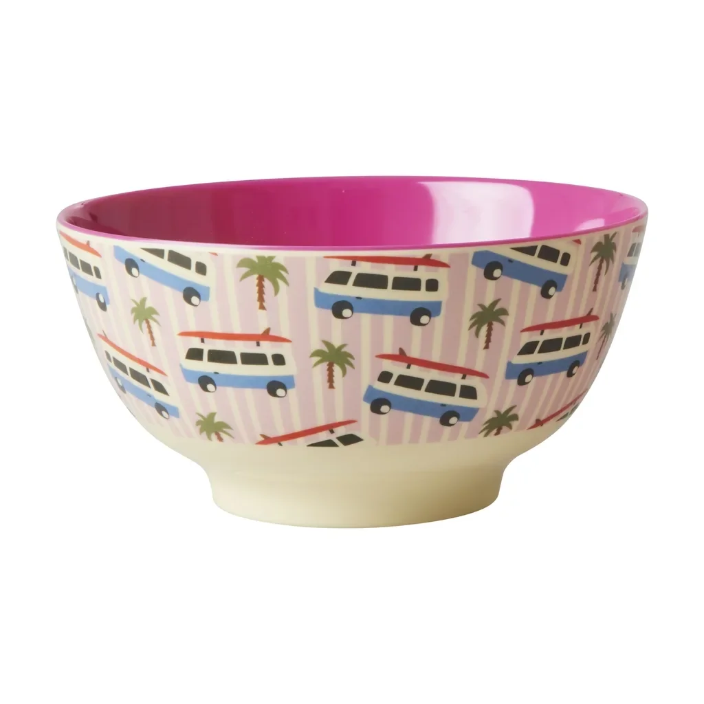 "RICE plate, bowl - Pink Cars print, Melamine, Size: medium image"