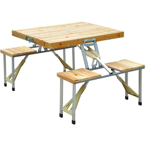 "wooden camping table folding table picnic bench dining table image"