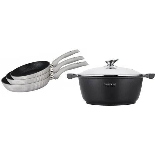 "3-piece frying pan set + marble soup pot - 26 cm image"