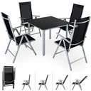 Garden set aluminum Bern 4+1 foldable high backrest & black glass top