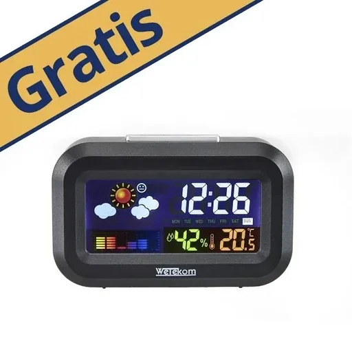 "10-in-1 weather station with multicolor LCD display image"