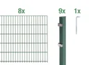 Double rod mesh fence complete set, green, height 100 cm, length 16 m