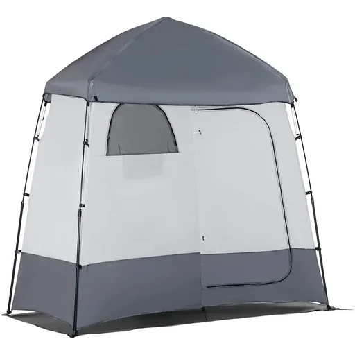 "Shower tent for 2 people - incl. carrying bag - grey - 230 x 120 x 230 cm image"