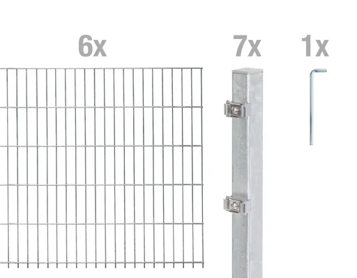 "Double rod mesh fence complete set, hot-dip galvanized, height 120 cm, length 12 m image"