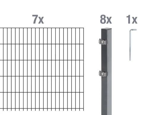 "Double rod mesh fence complete set, anthracite, height 80 cm, length 14 m image"