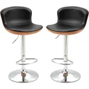 Bar stools with footrest, set of 2, black