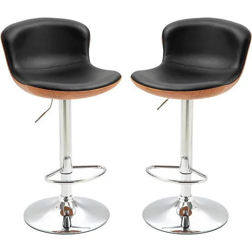 "Bar stools with footrest, set of 2, black image"