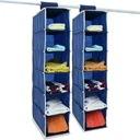 2x coat hangers with 6 compartments in blue/white