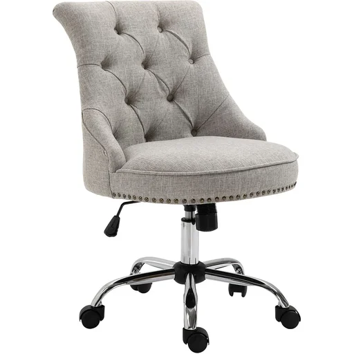 "Upholstered chair with Chesterfield backrest, light grey image"