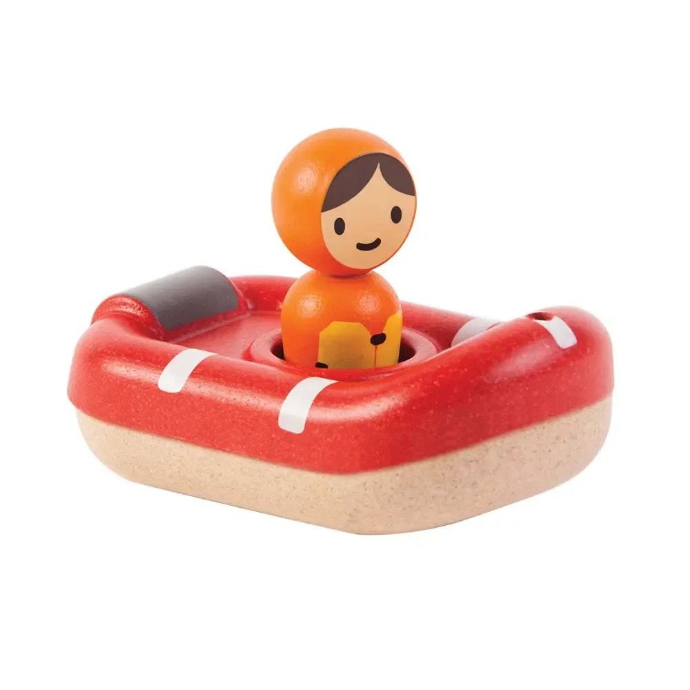 "Plan Toys bathtub boat wood red image"