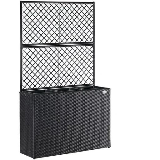 "Polyrattan planter with trellis black image"